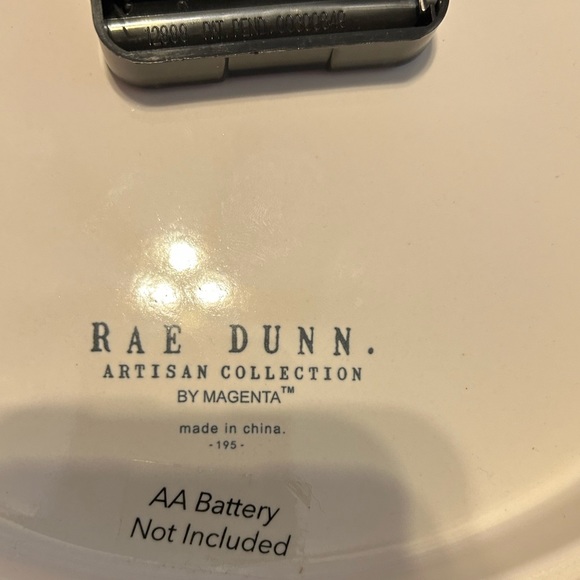 EUC, Rare Rae Dunn Tick Tock clock. ceramic black an white wall clock. - Picture 3 of 3